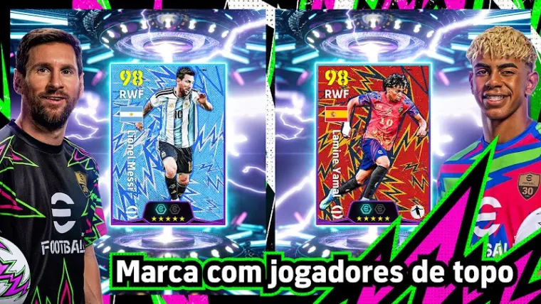 Captura de ecrã do eFootball com jogadores durante uma partida