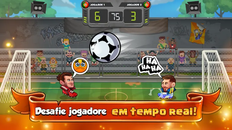 Captura de ecrã do Head Ball 2 com um duelo um contra um